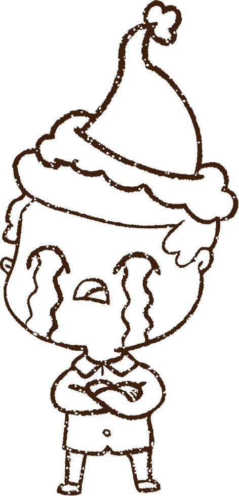 Christmas Man Charcoal Drawing vector