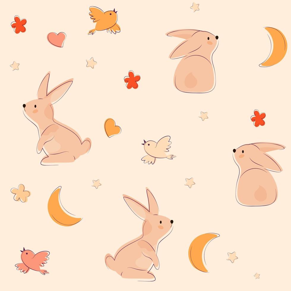 cute funny rabbits vector