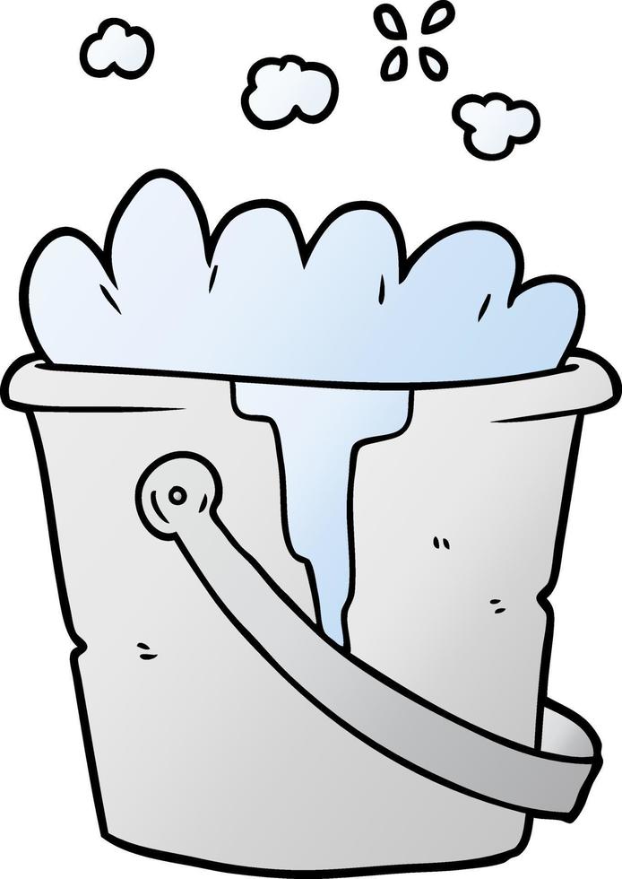 cartoon bucket of soapy water vector