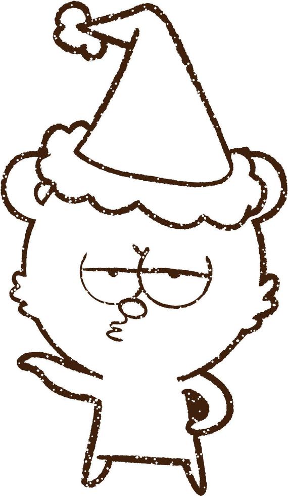 Christmas Cub Charcoal Drawing vector