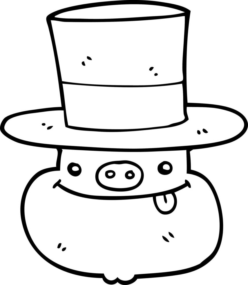 cerdo de dibujos animados con sombrero de copa vector