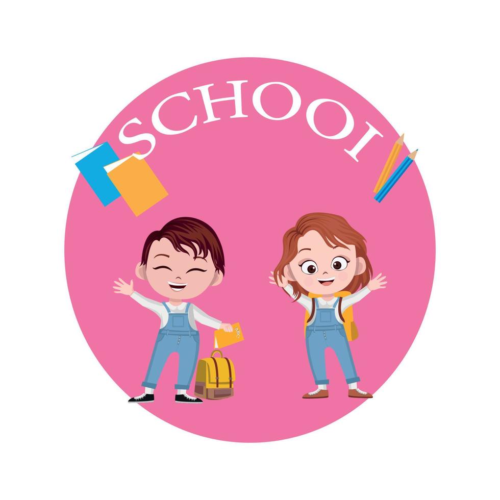 Students celebrating the school year, poster vector