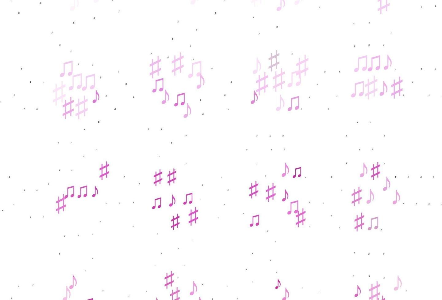 plantilla de vector rosa claro con símbolos musicales.