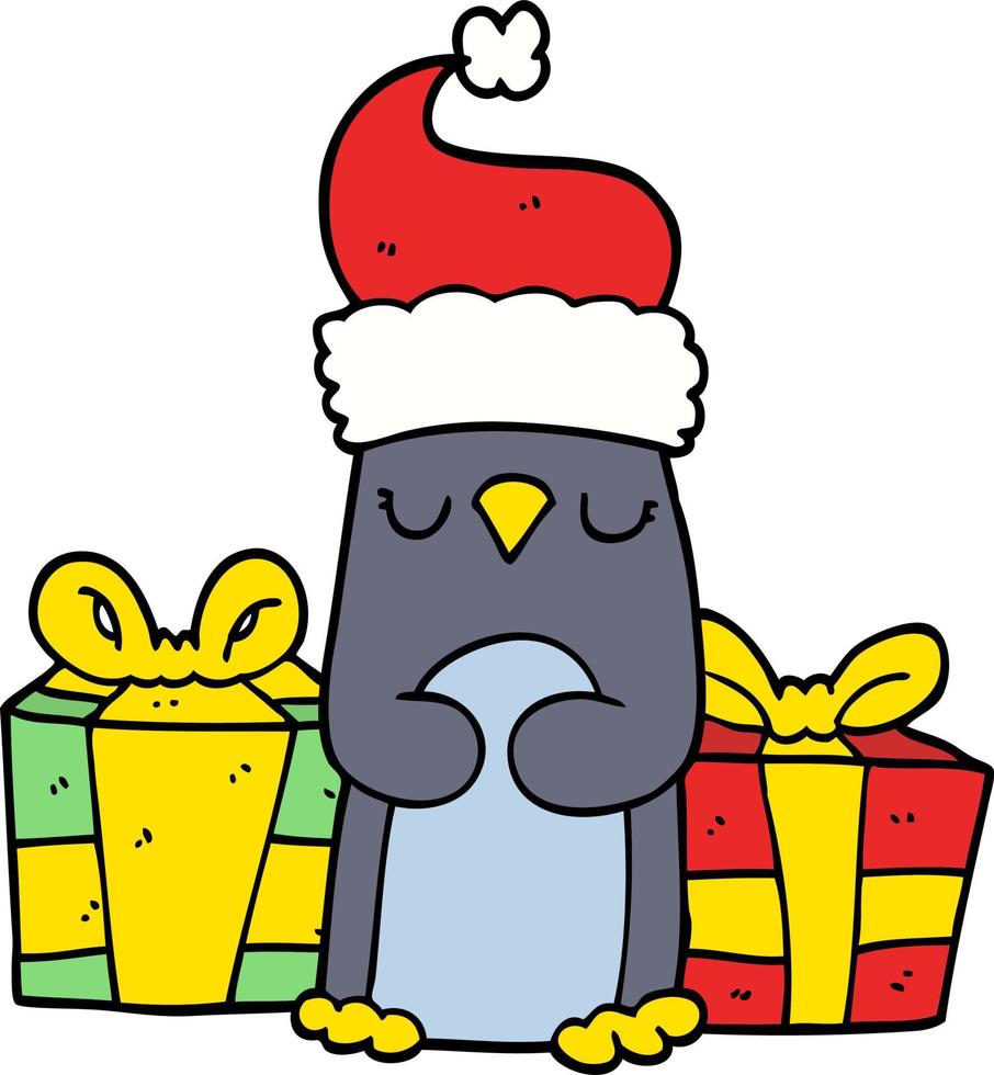 cute christmas penguin vector