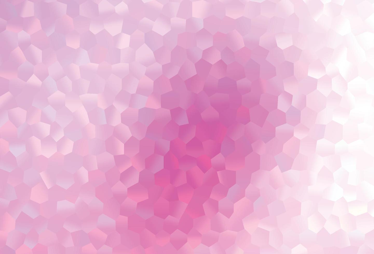 patrón de vector rosa claro con hexágonos de colores.