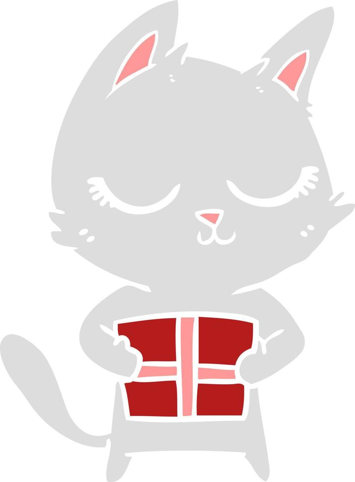 calm flat color style cartoon cat vector