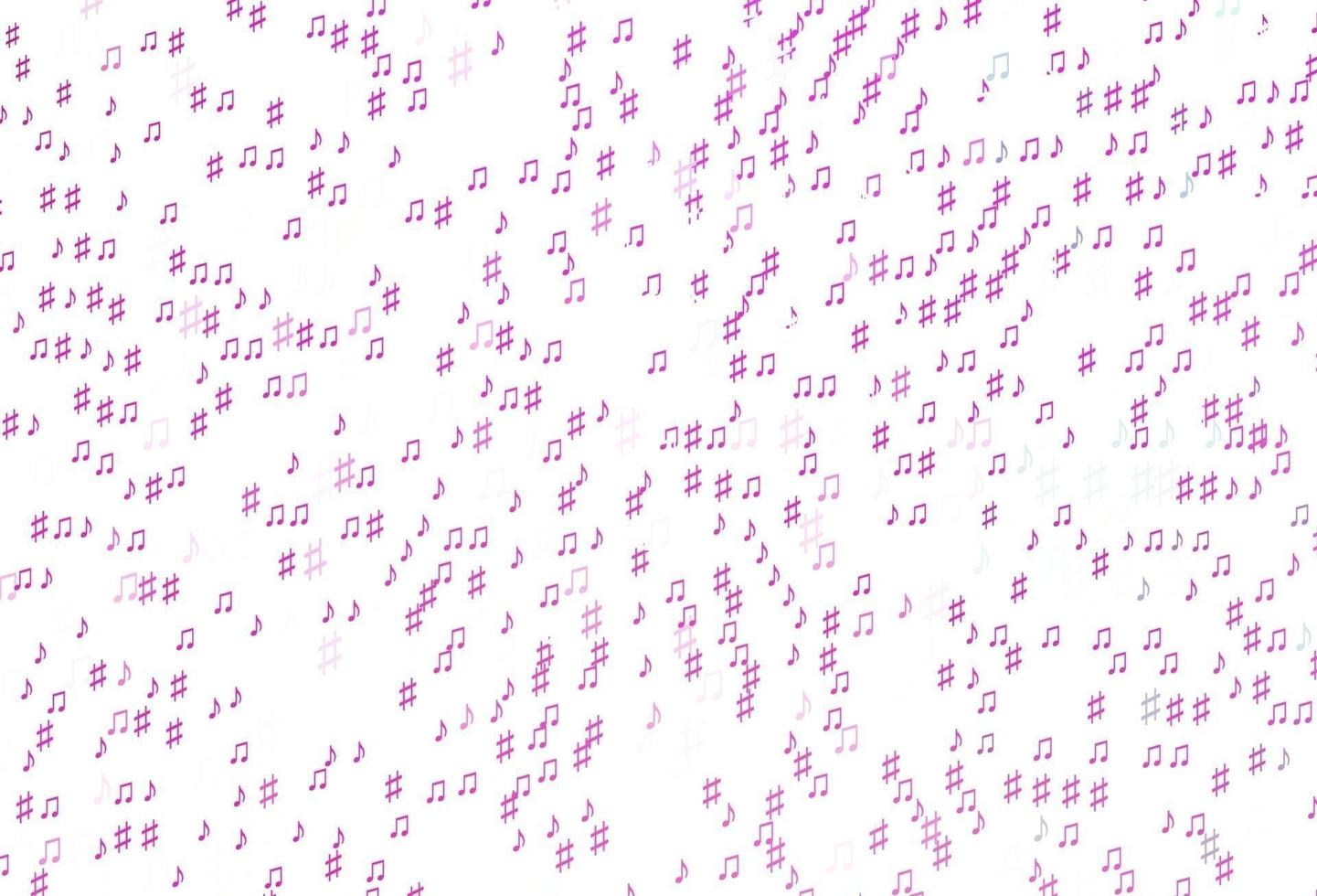 textura de vector rosa claro con notas musicales.