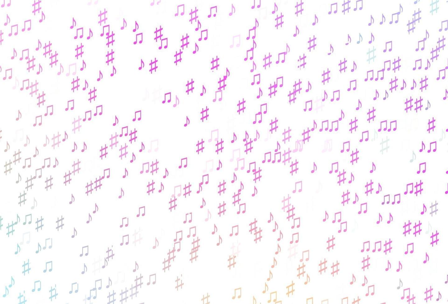 telón de fondo de vector rosa claro con notas musicales.