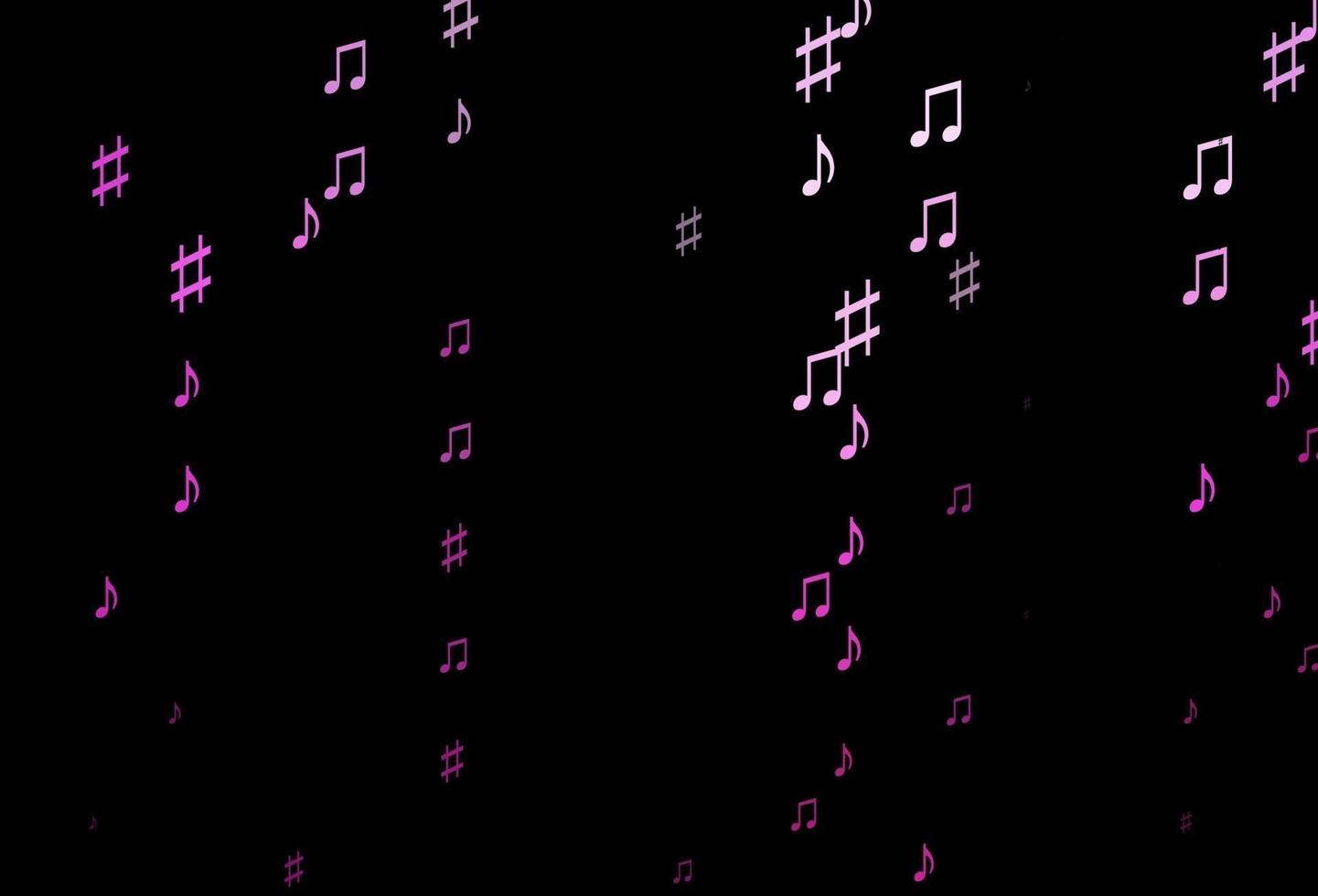 fondo vectorial rosa oscuro con notas musicales. vector