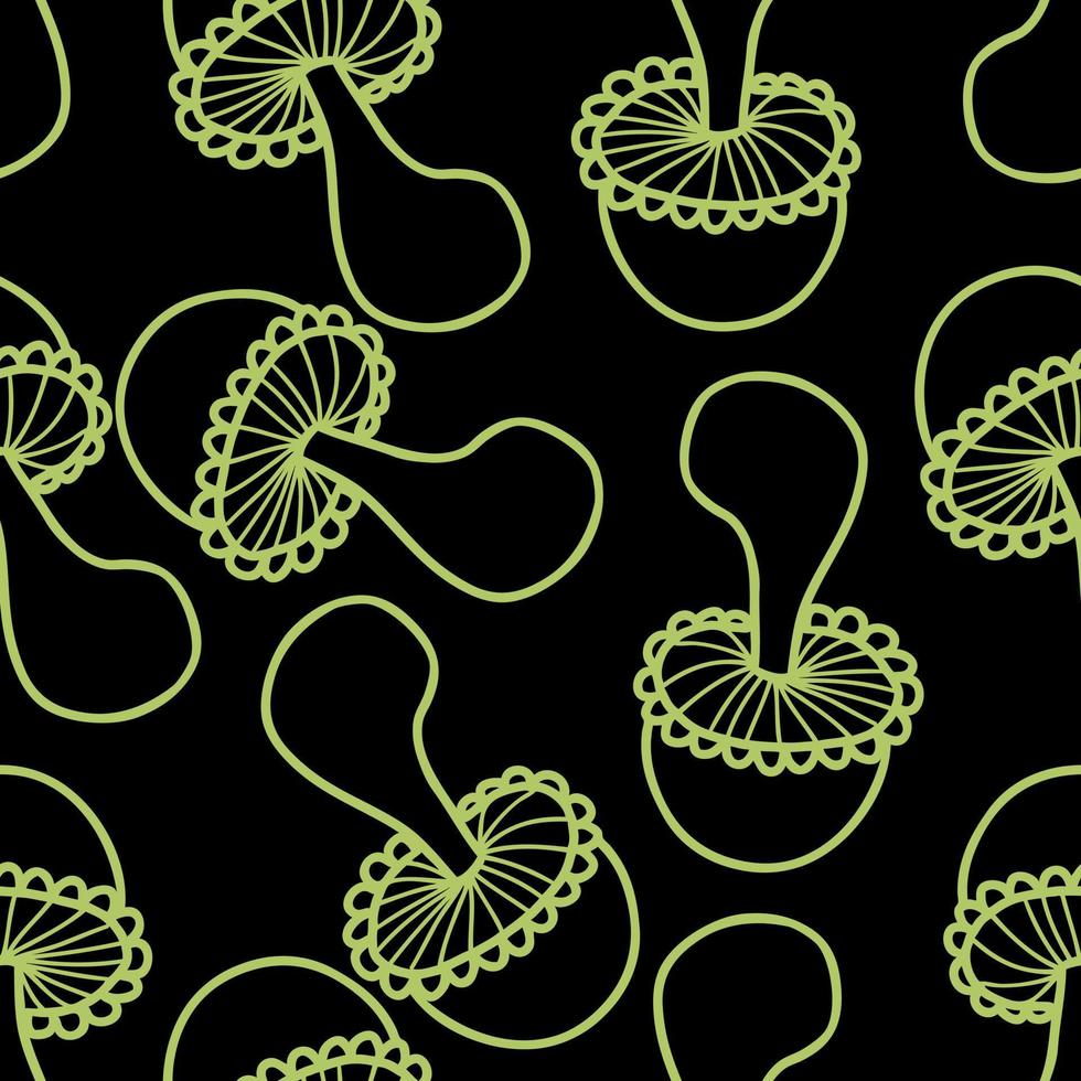 Doodle agaric mushrooms seamless pattern in y2k  trendy style. vector