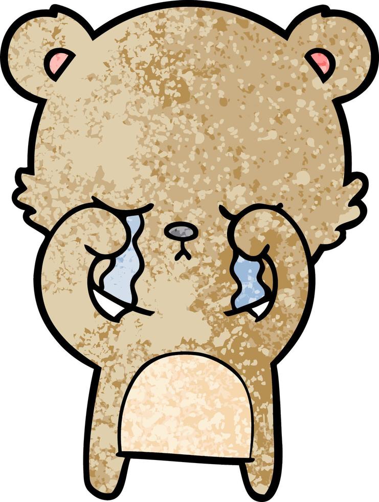 crying cartoon bear vector