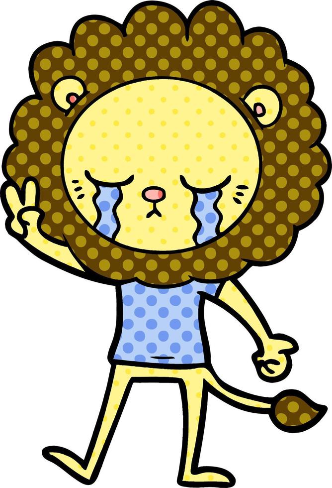 crying cartoon lion vector