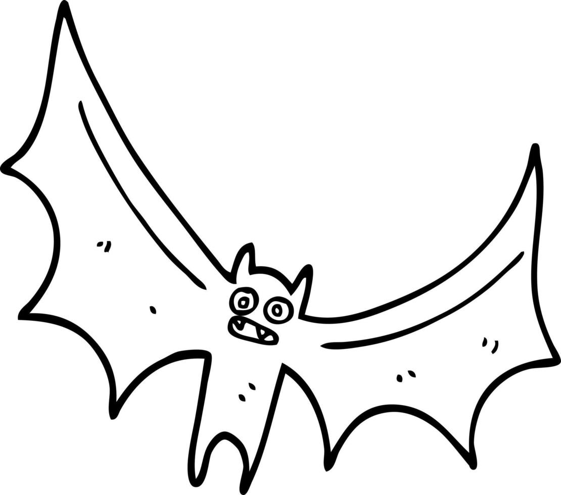 line drawing cartoon bat vector
