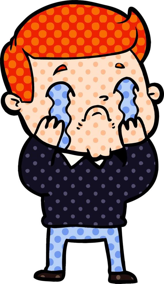 cartoon man crying vector