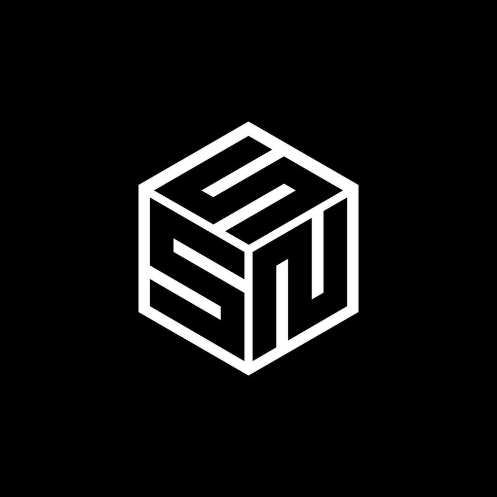 SNS letter logo design with black background in illustrator. Vector logo, calligraphy designs for logo, Poster, Invitation, etc.