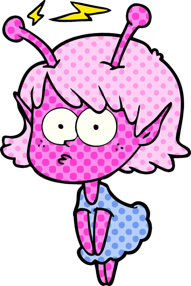 cartoon alien girl vector