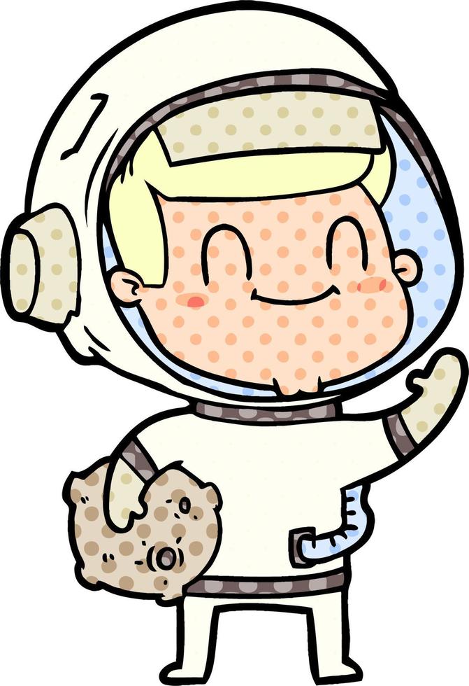 happy cartoon astronaut man vector