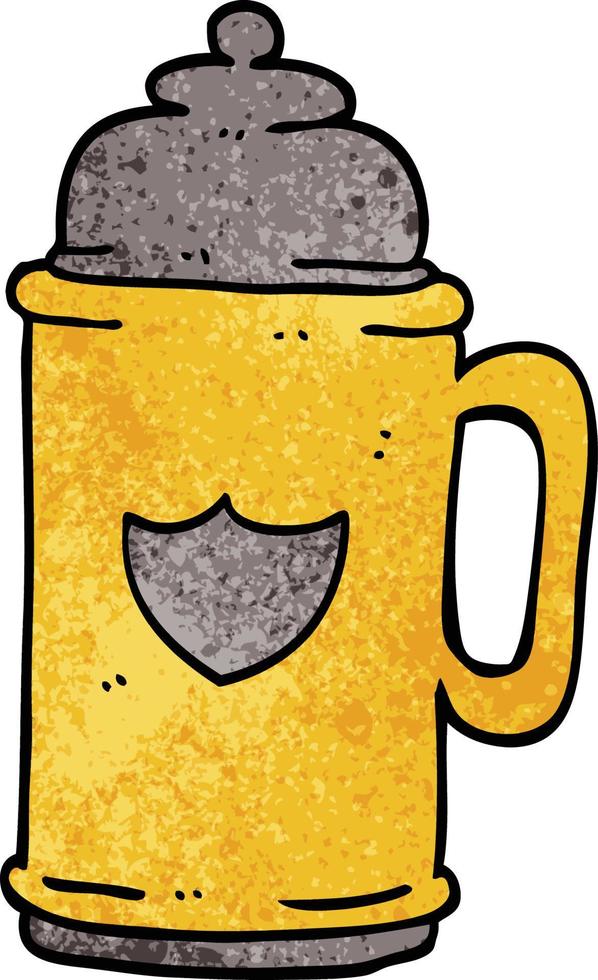 cartoon doodle golden tankard vector