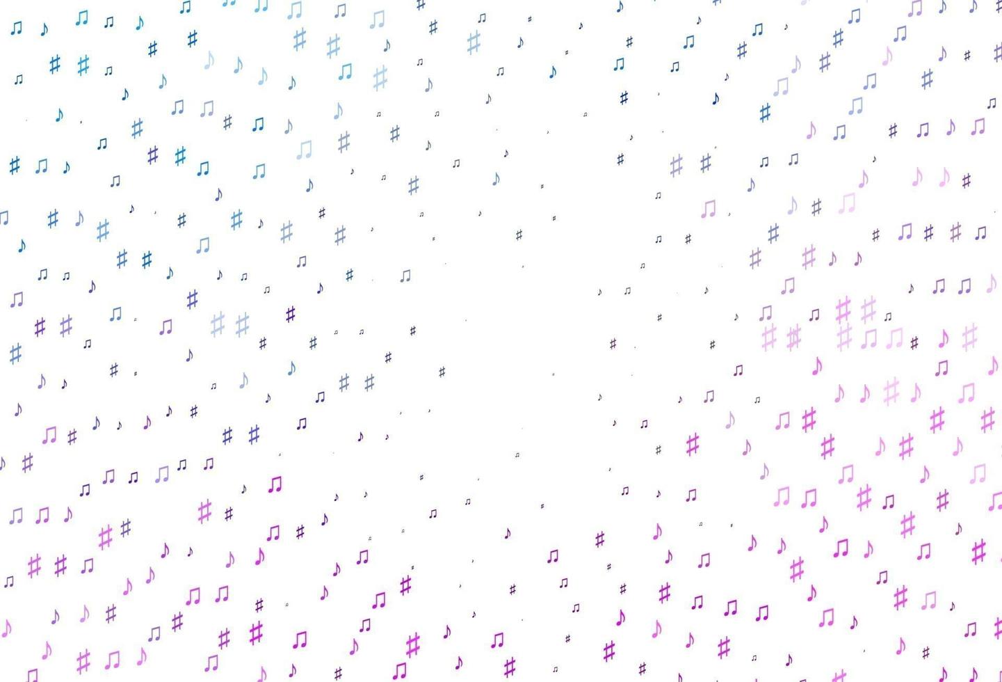 Light Pink, Blue vector background with music symbols.