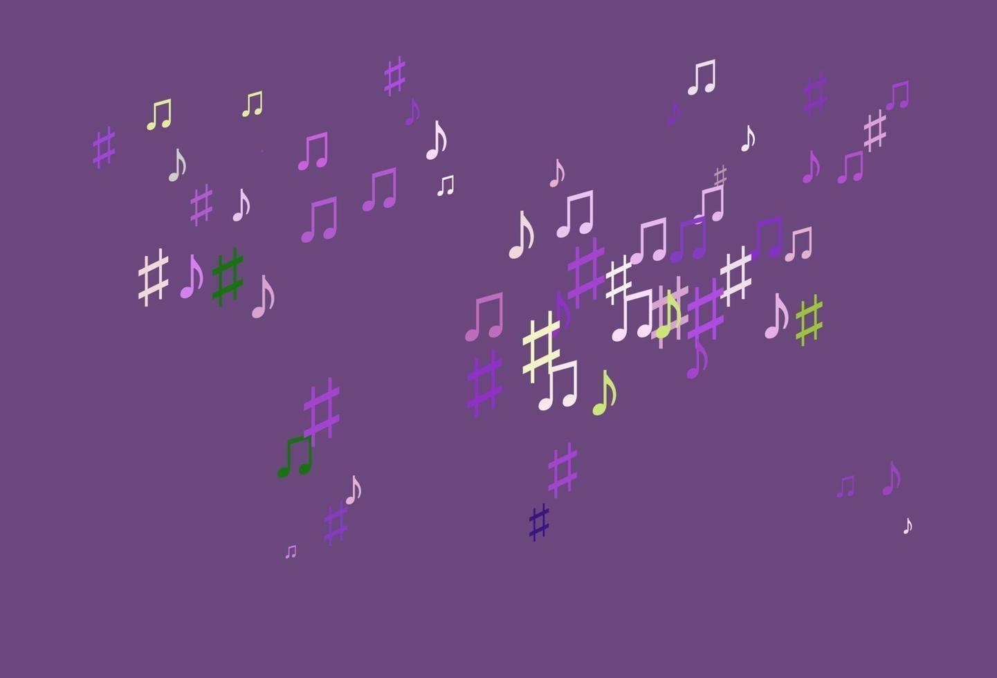 plantilla vectorial verde rosa claro con símbolos musicales. vector