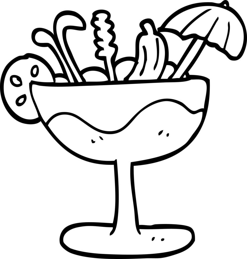 line drawing cartoon cocktail vector