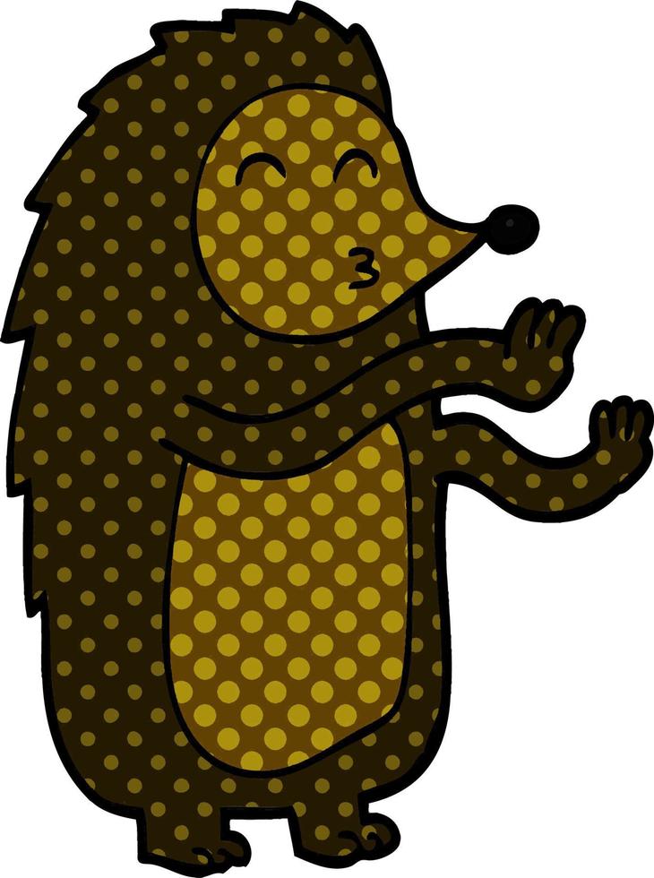 cartoon doodle dancing hedgehog vector