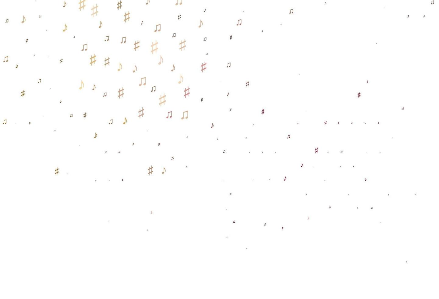 rosa claro, textura vectorial amarilla con notas musicales. vector