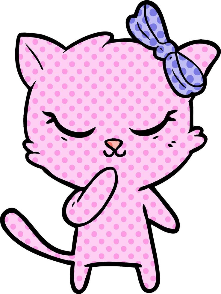 cute cartoon cat with bow vector