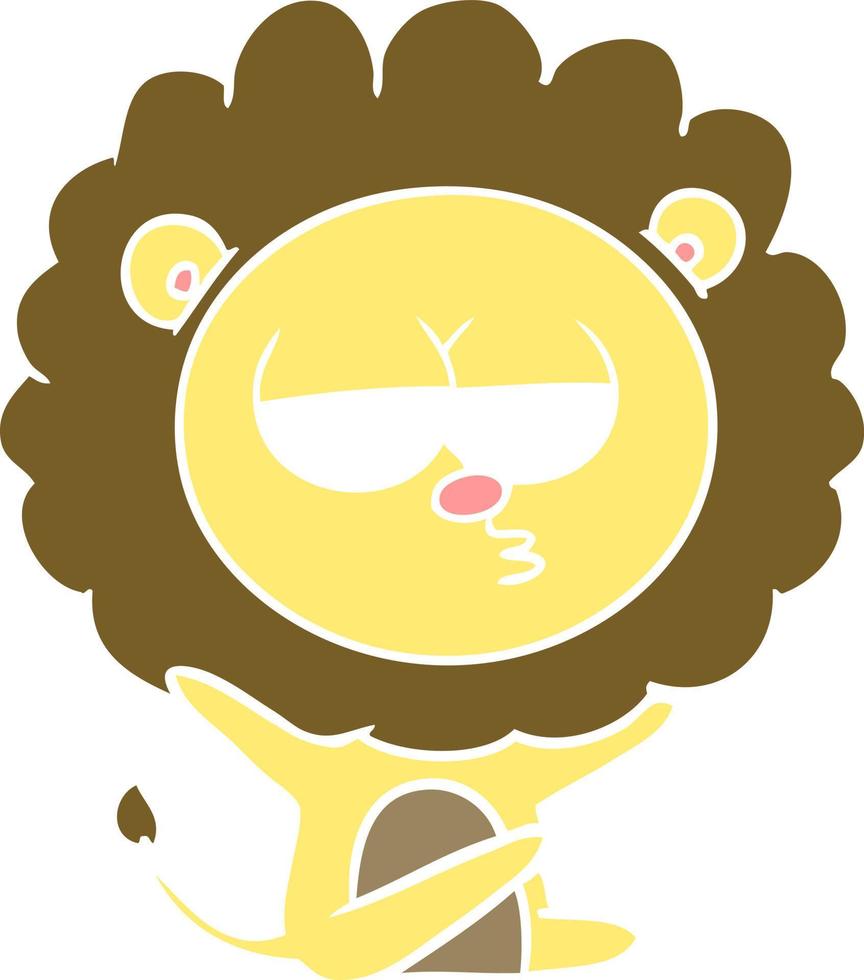 flat color style cartoon bored lion vector