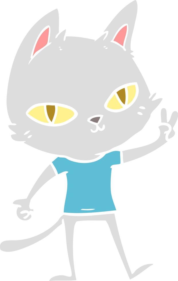 flat color style cartoon cat waving vector