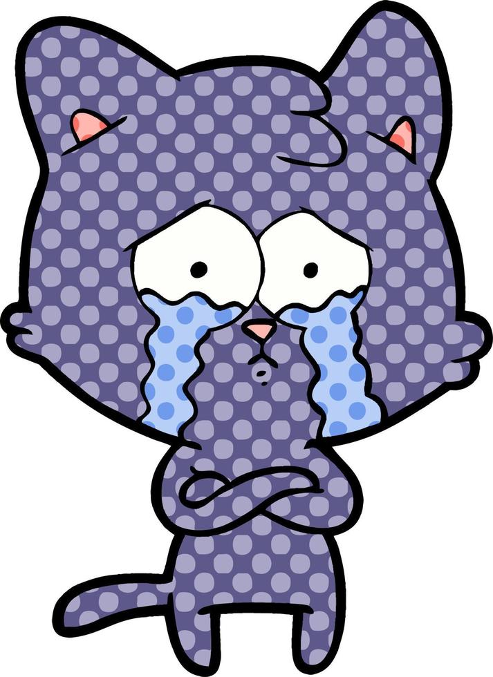 cartoon crying cat vector