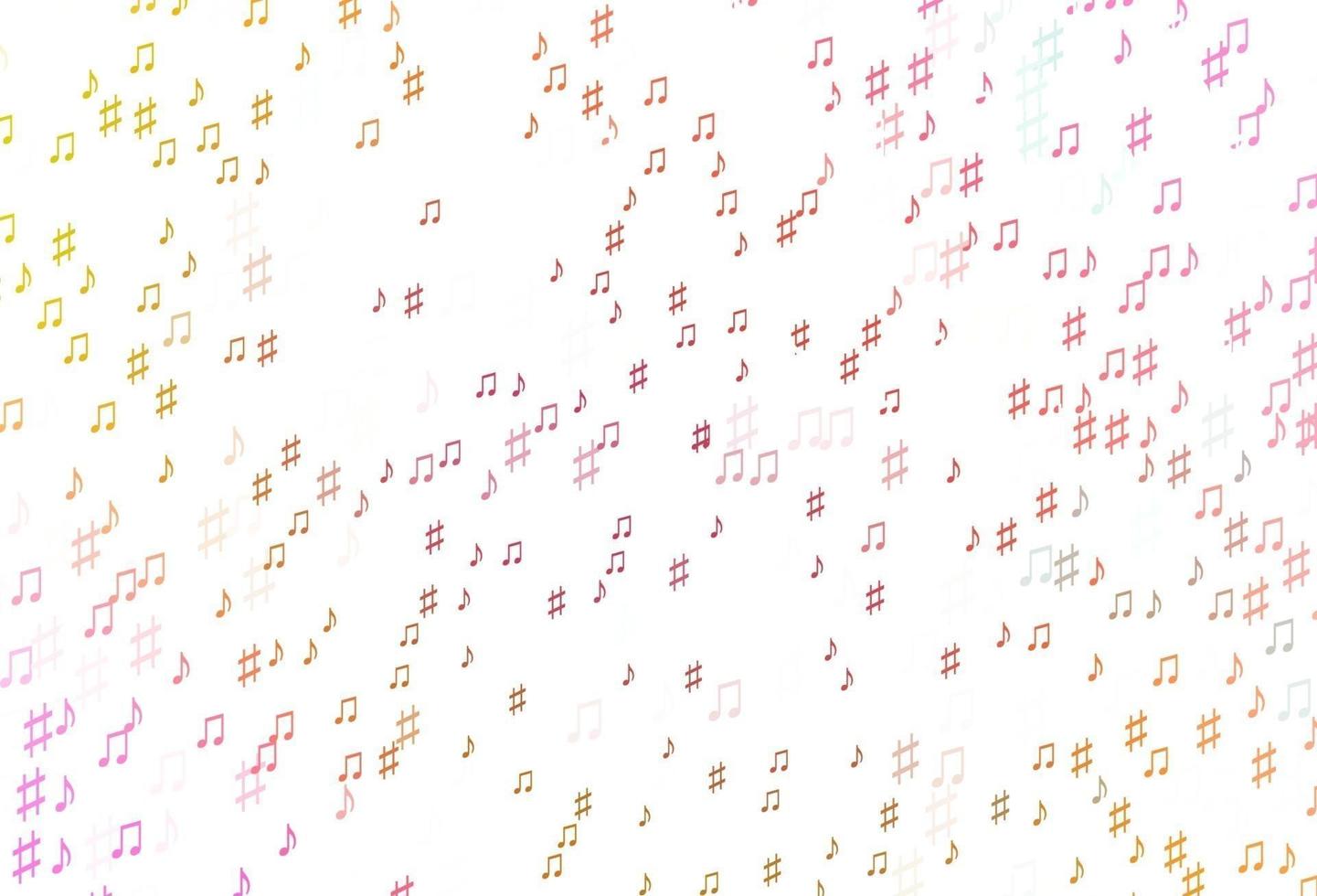 Light Pink, Yellow vector backdrop with music notes.