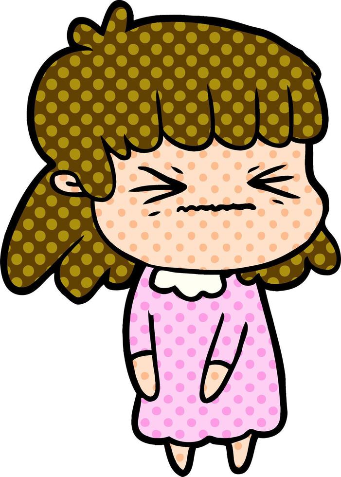 cartoon angry girl vector