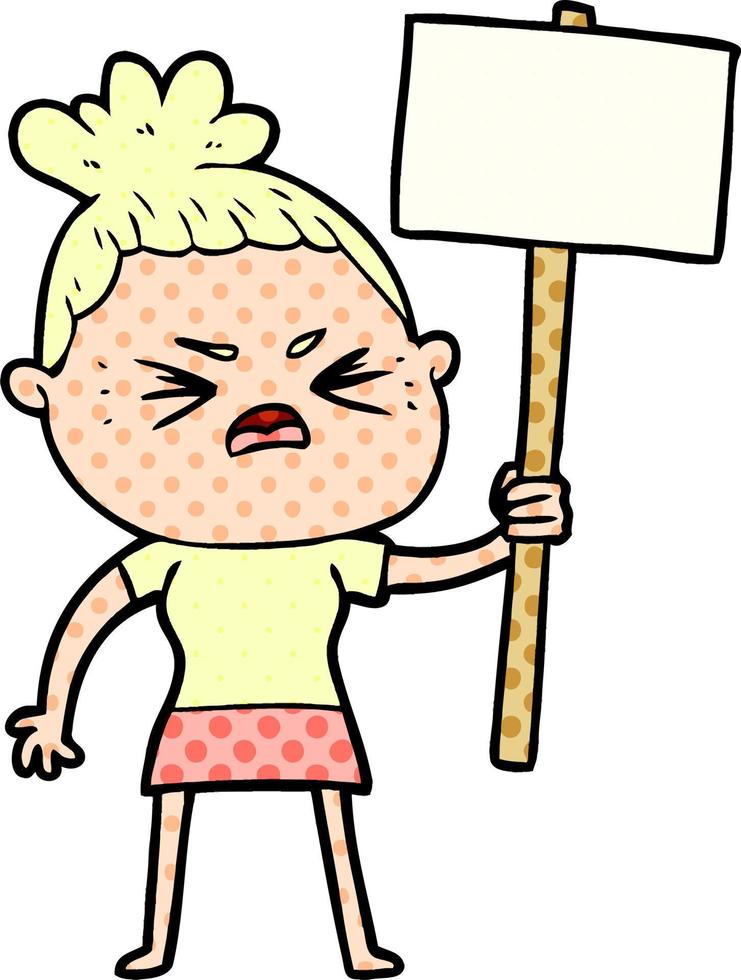 cartoon angry woman vector