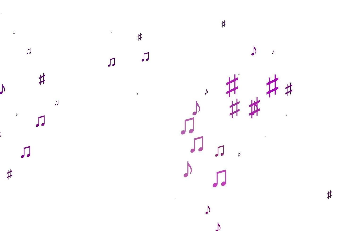 textura de vector de color púrpura claro con notas musicales.