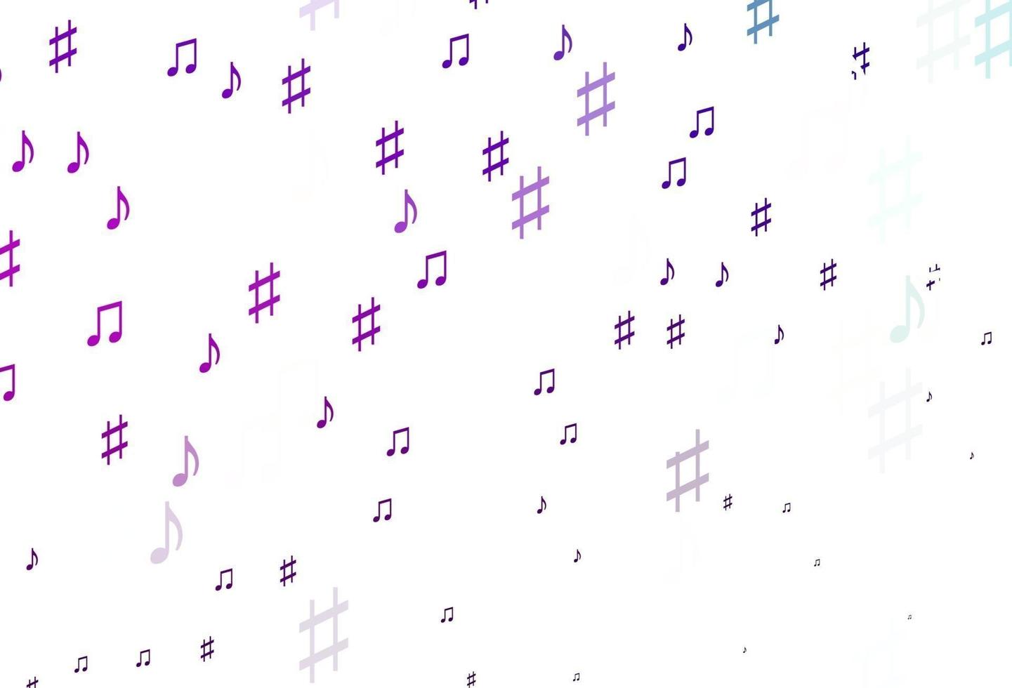 Telón de fondo de vector violeta, rosa claro con notas musicales.