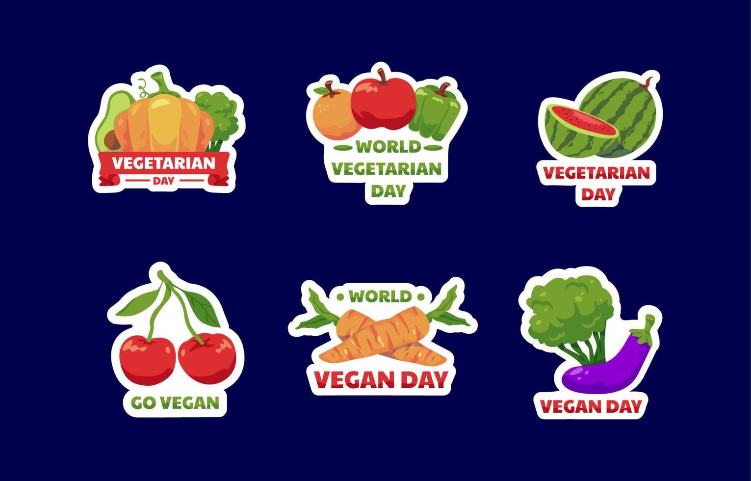 conjunto de pegatinas del día mundial vegetariano vector