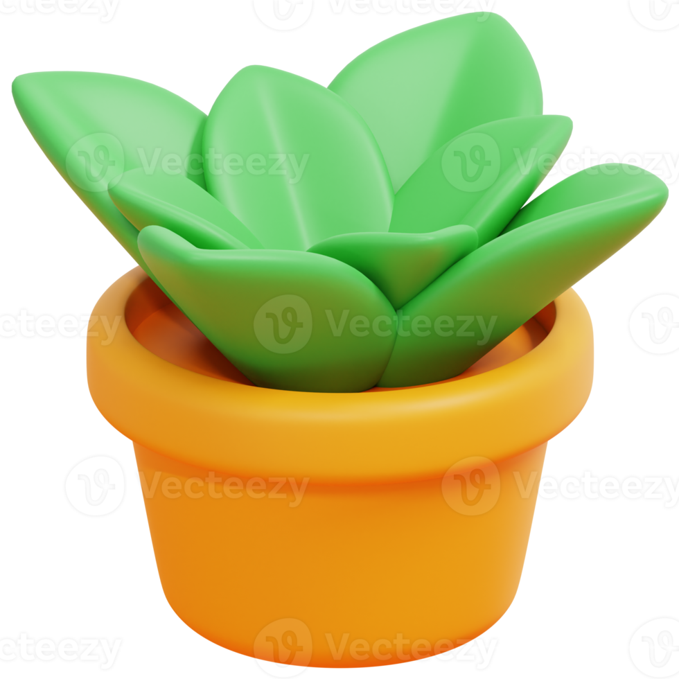 plant pot 3d render icon illustration png