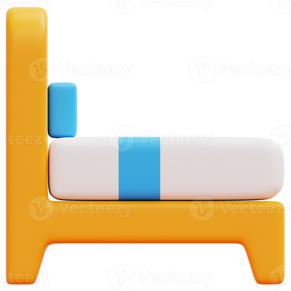 ilustração de ícone de renderização 3d de cama de solteiro png