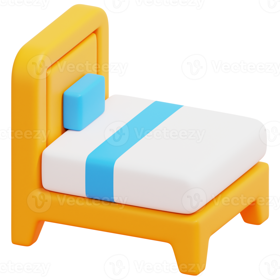 single bed 3d render icon illustration png