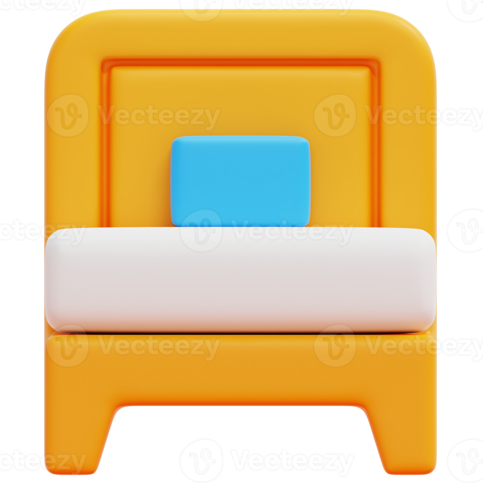 single bed 3d render icon illustration png