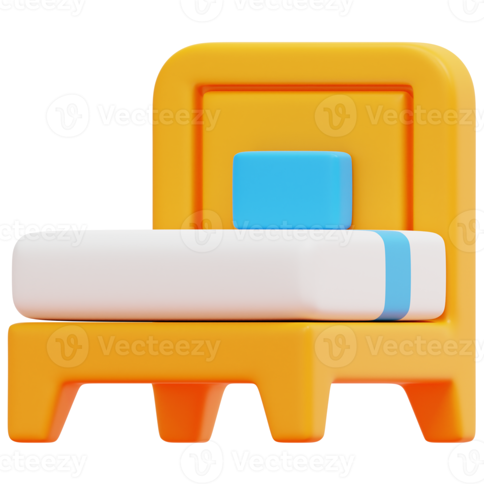 single bed 3d render icon illustration png