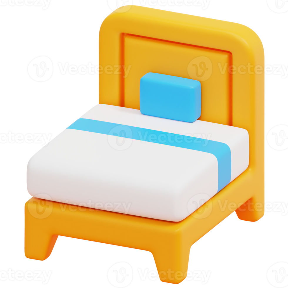 single bed 3d render icon illustration png