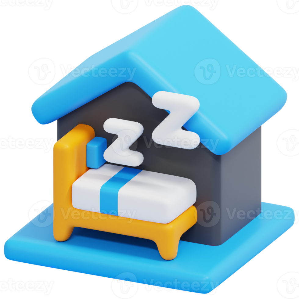 bedroom 3d render icon illustration png