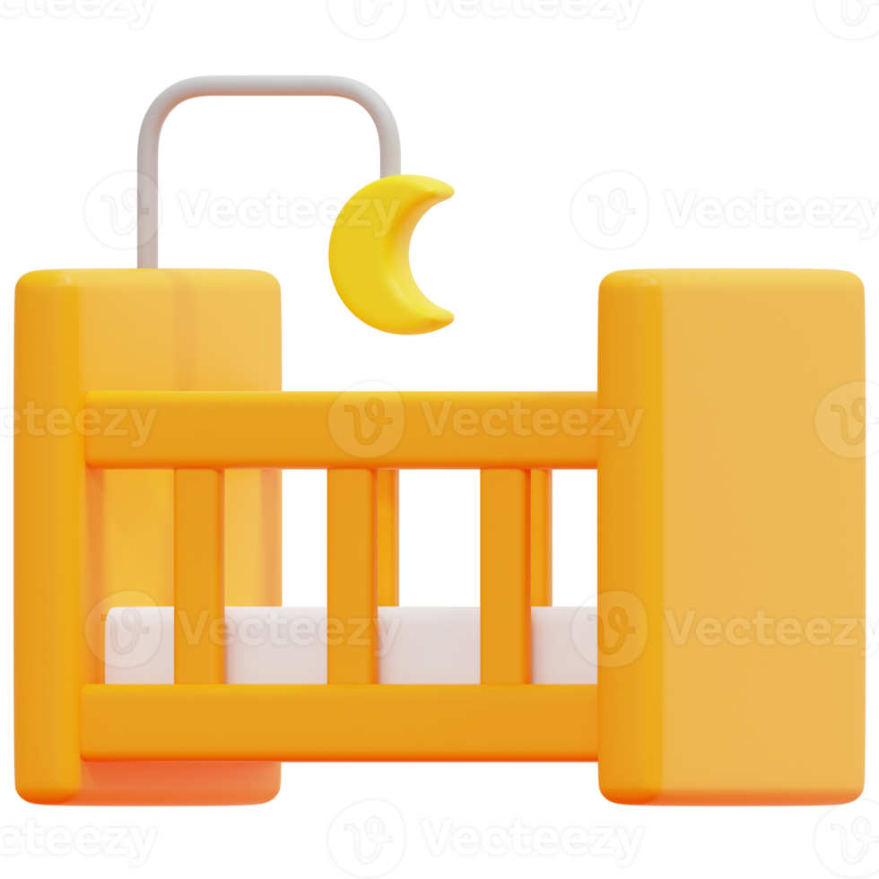 crib 3d render icon illustration png