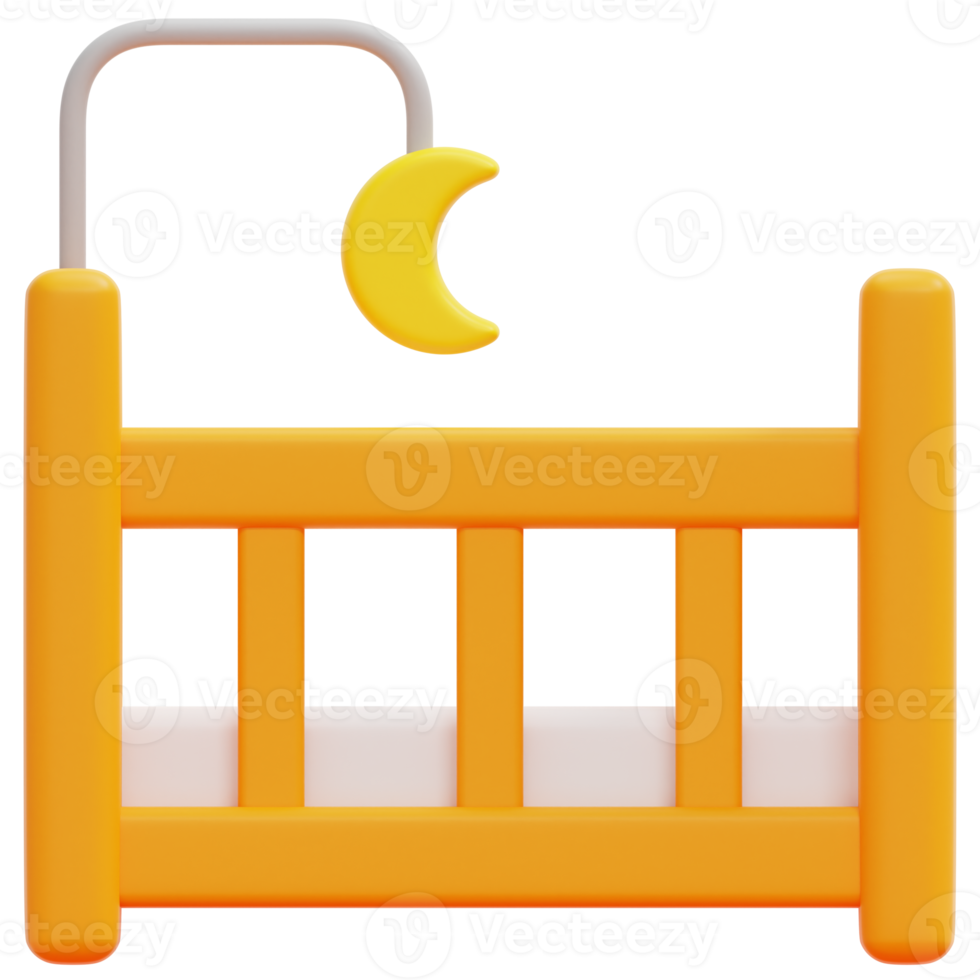 crib 3d render icon illustration png