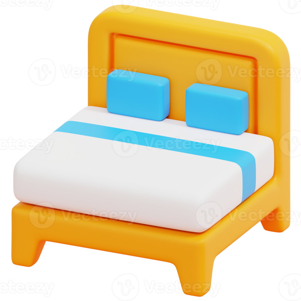 double bed 3d render icon illustration png