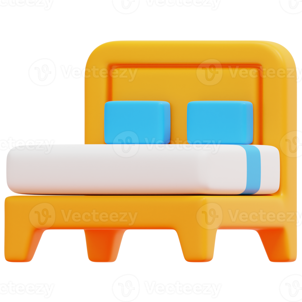 double bed 3d render icon illustration png