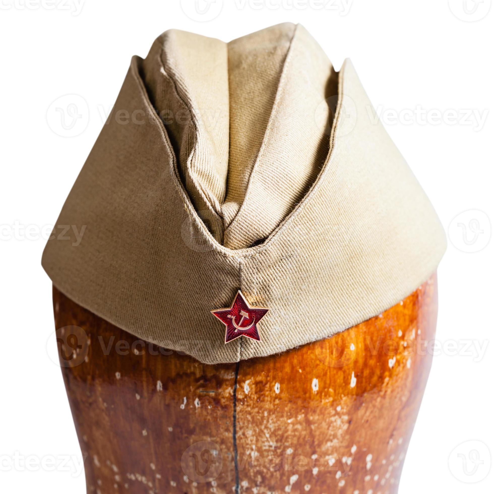 military garrison cap with soviet red star sign 12243321 Stock