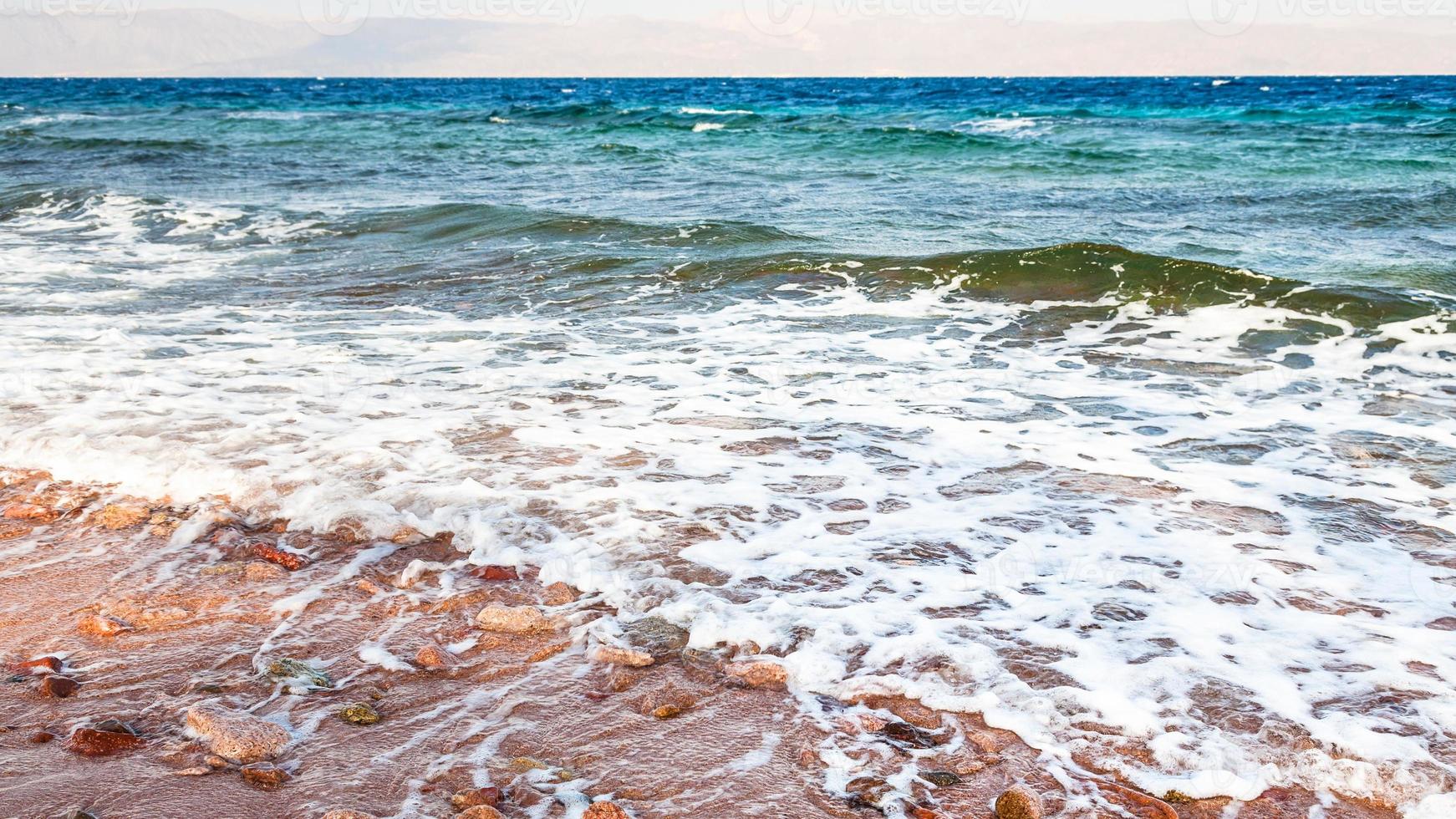 coastline of Gulf of Aqaba on Red Sea in morning photo